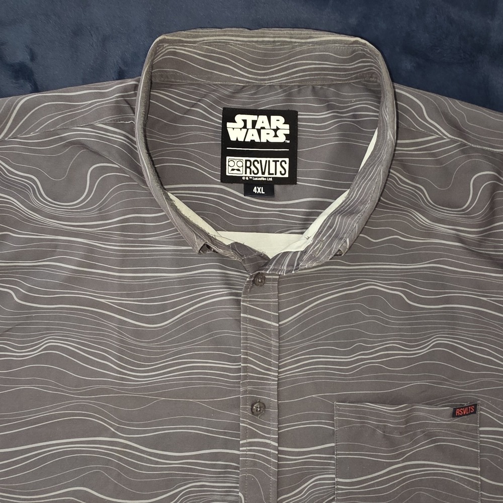 RSVLTS Star Wars Mandalorian Beskar Steel Button Up Shirt Kunuflex Mens 4XL